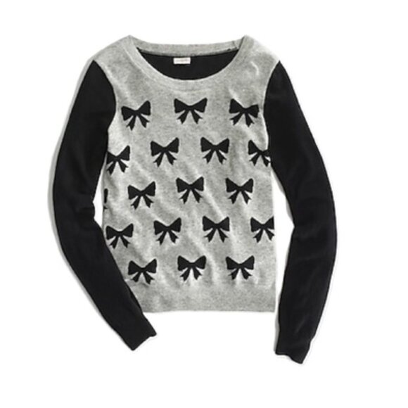 NEW-XS-J.Crew Factory Bow Tie Print Sweater
